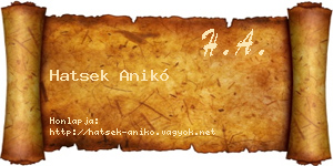 Hatsek Anikó névjegykártya